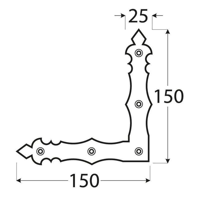 Dekoratīvs stūrītis 2.5cm x 15cm krāsots metālu sakausējums